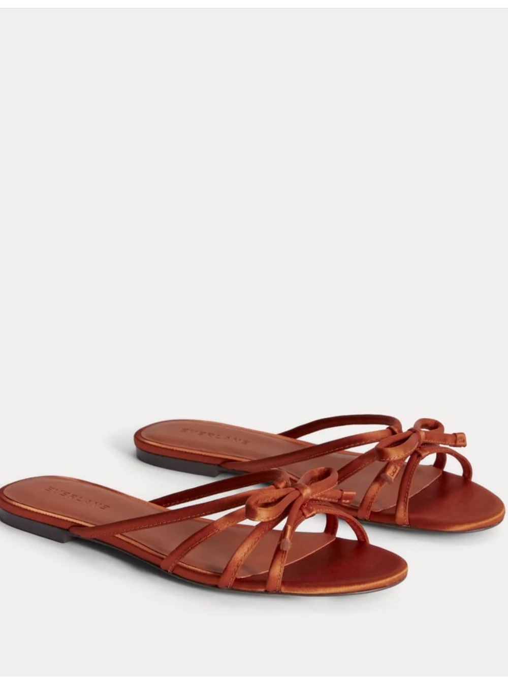 Everlane Deep Amber Satin Knotted Slide Sandals